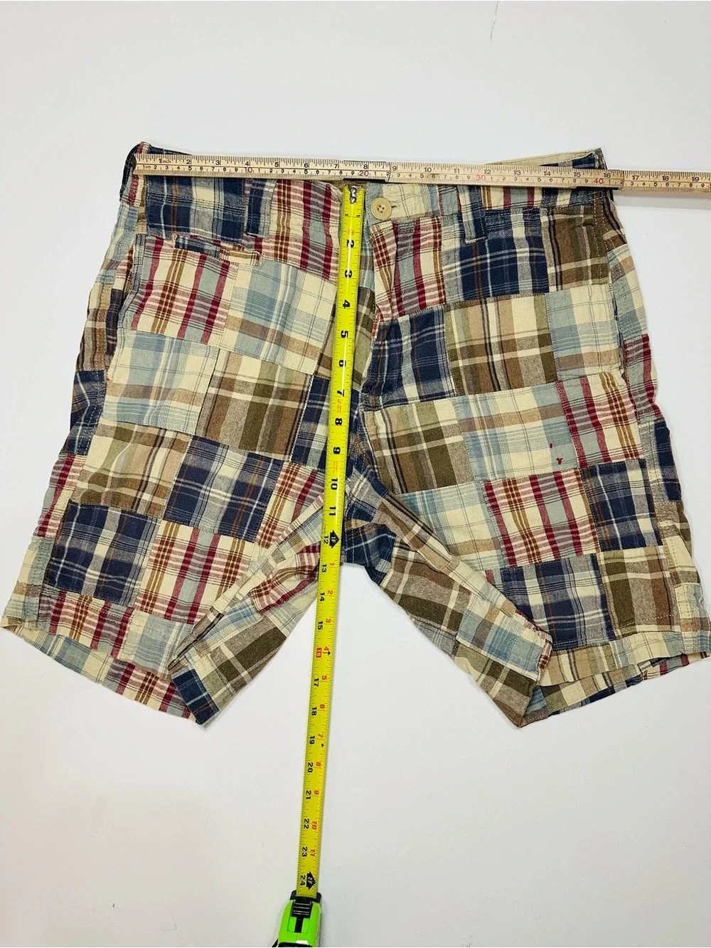 RED CAMEL MADRAS PATCHWORK PLAID SHORTS MEN 32 COASTAL PREP NANTUCKET 90s-2010